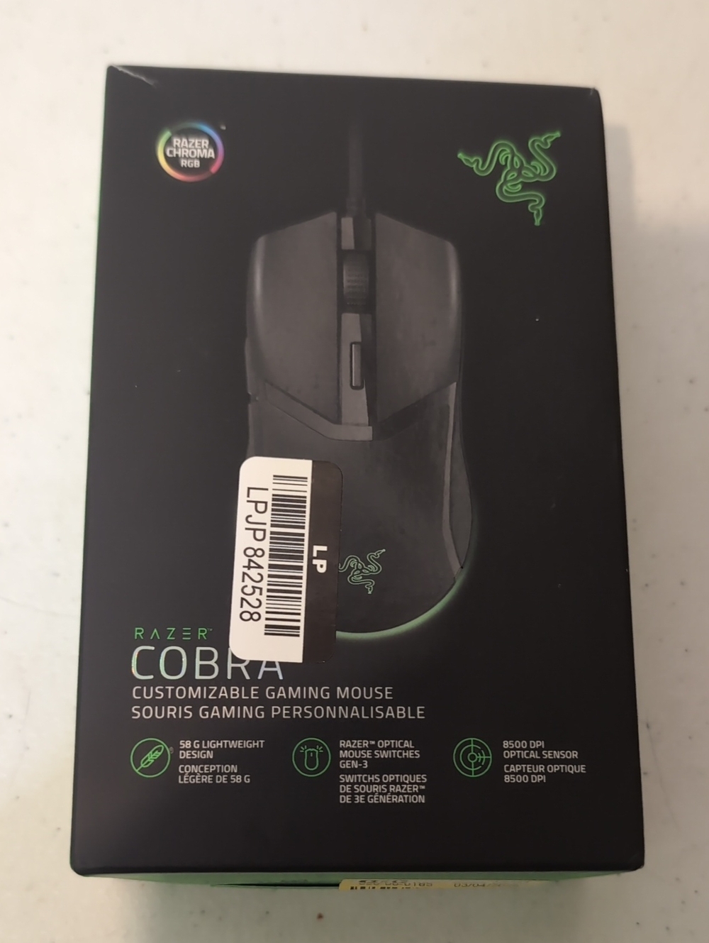 Razer Cobra Gaming Mouse - Black with Green Accent NIB